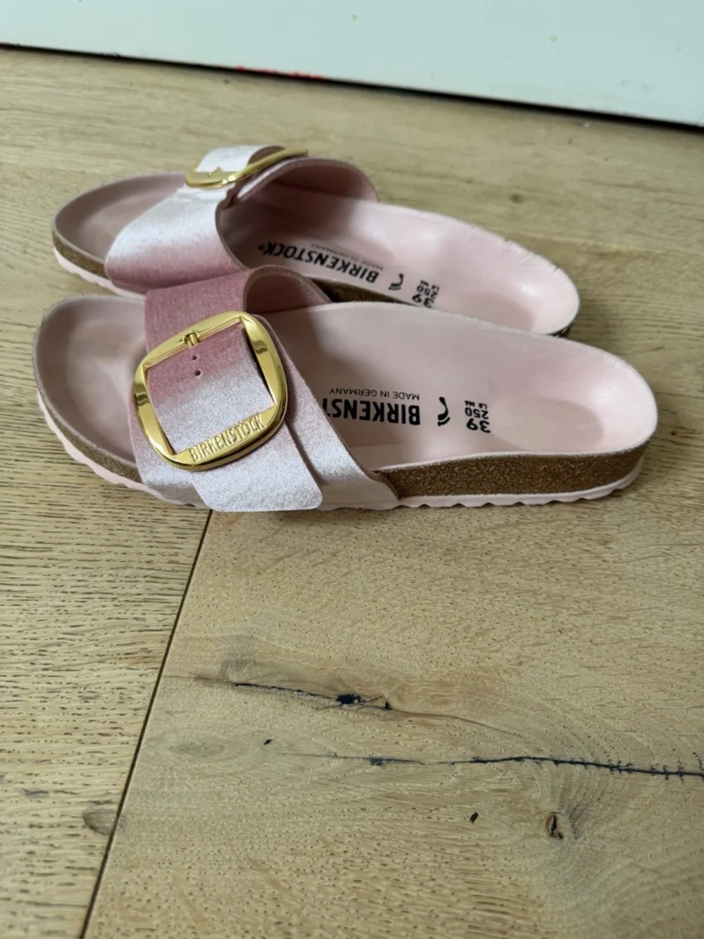 Birkenstock Madrid Big Buckle Sandal in Pink and Gold - Picture 3 of 7